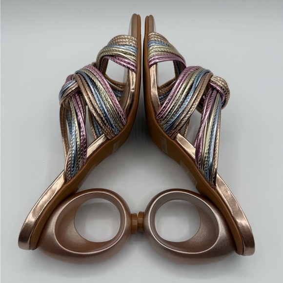 NINETY UNION Knotted STRAPPY SANDALS ON A ARCHITECTURAL HEEL IN PASTEL MULTI - Picture 6 of 17